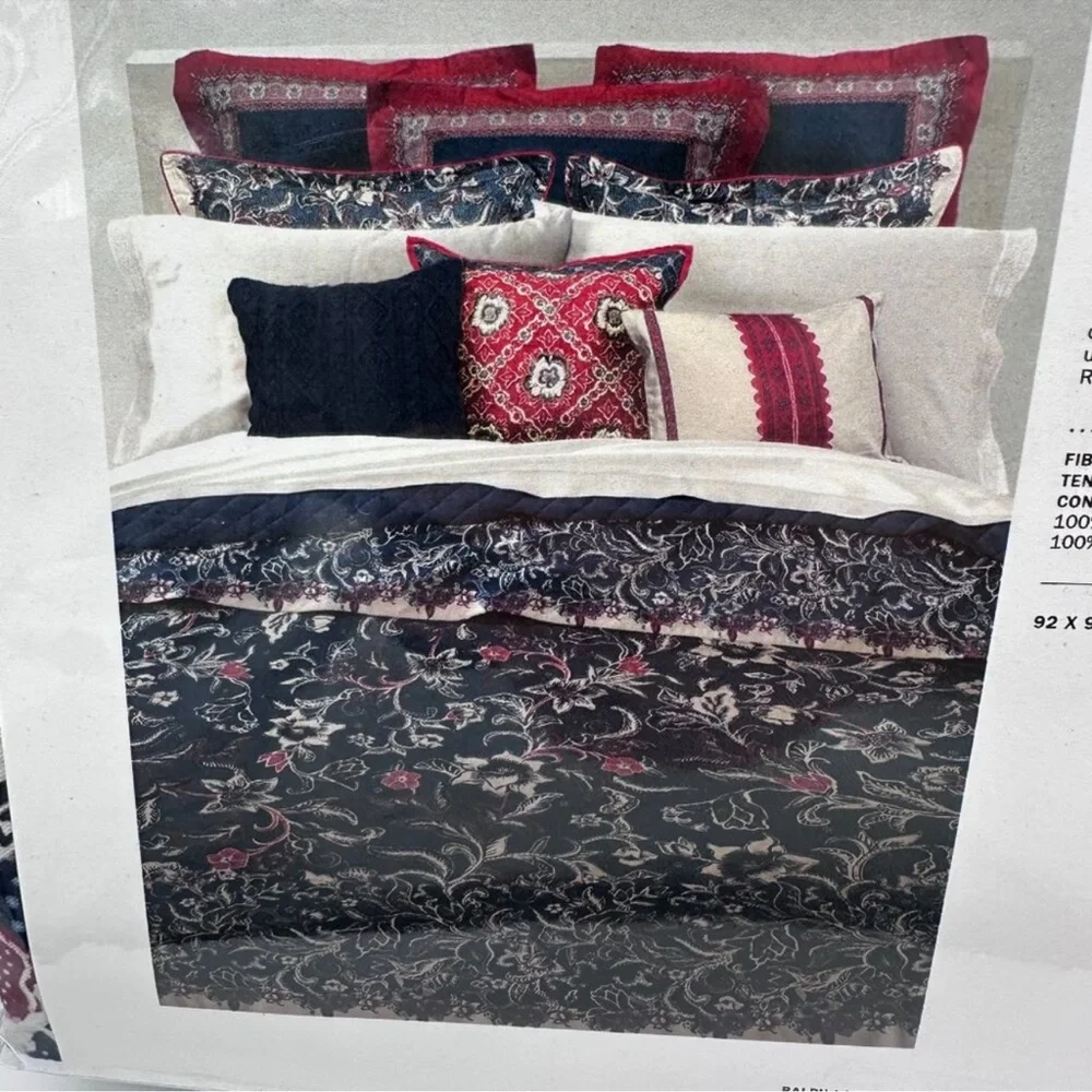 Ralph Lauren-Home-Full/Queen Mirabelle Blue Fushia Floral Duvet Cover NWT
